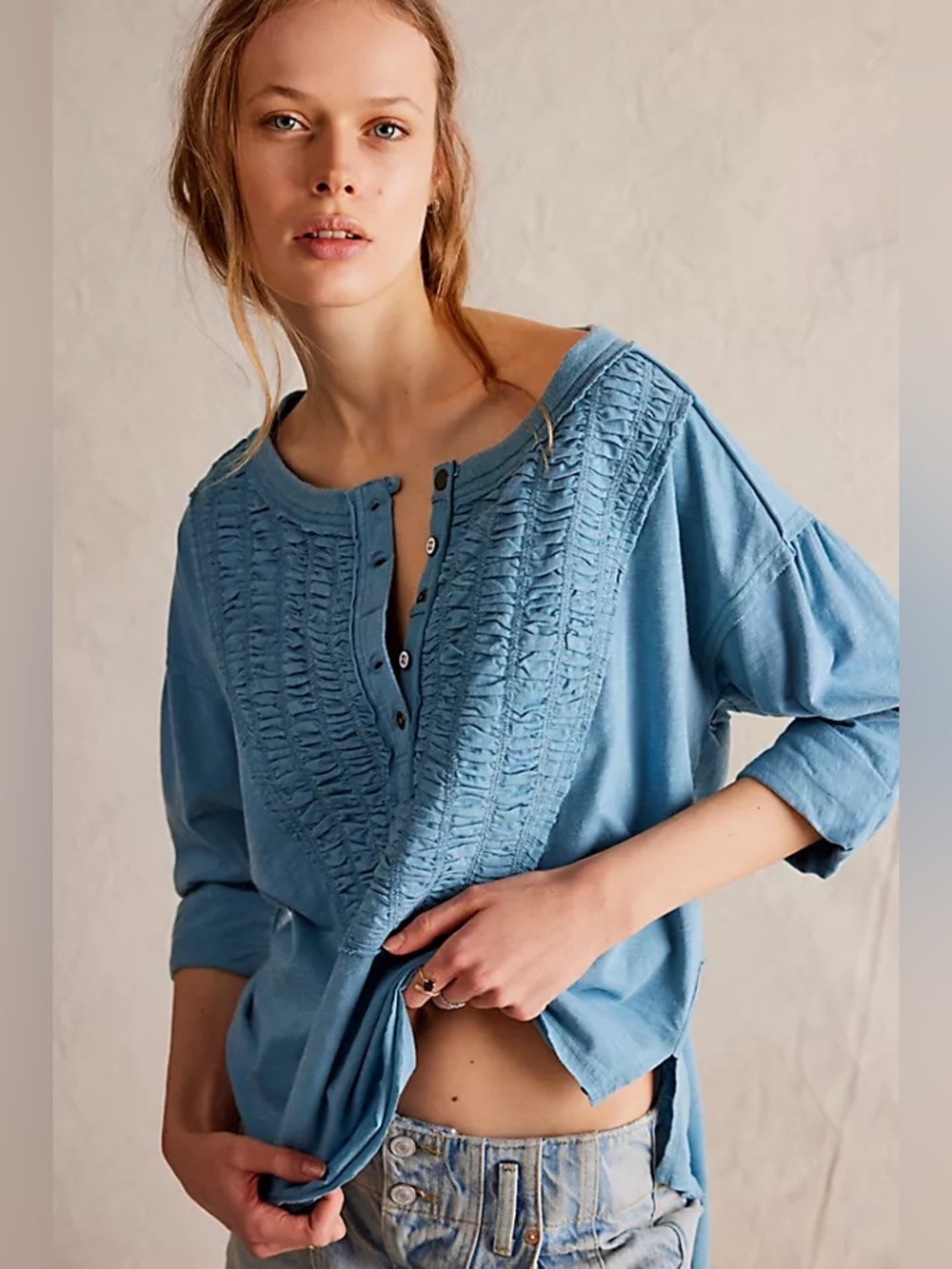 Free People We The Free Redone Tee Blue Extra Small